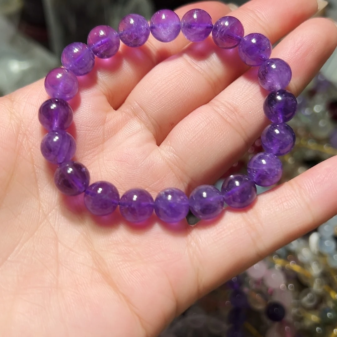 海蓝宝石手链未镶嵌巴西紫水晶9毫米手链