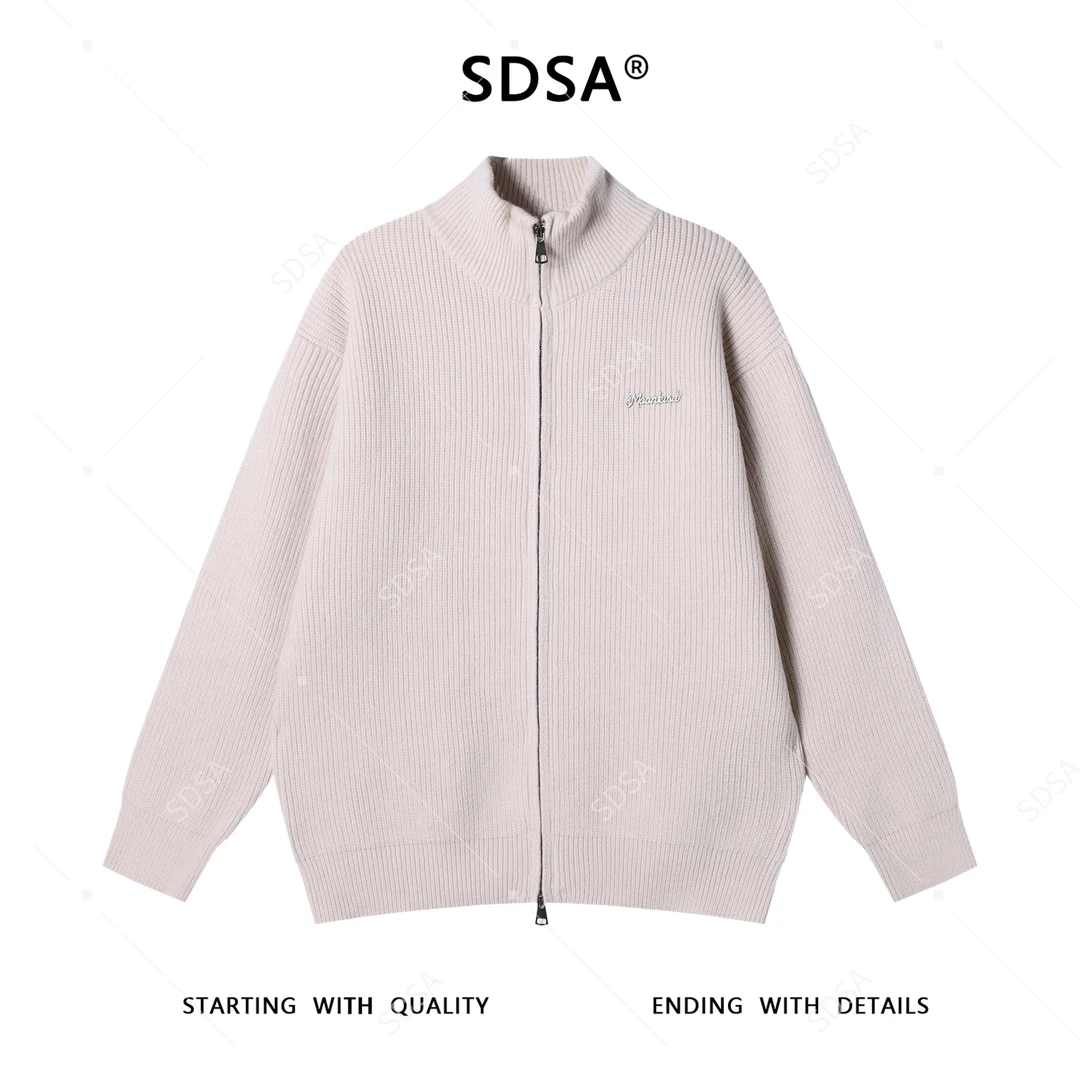 SDSA男士秋冬新款痞帅男装潮牌潮牌字母立领拉链针织衫时尚毛衣