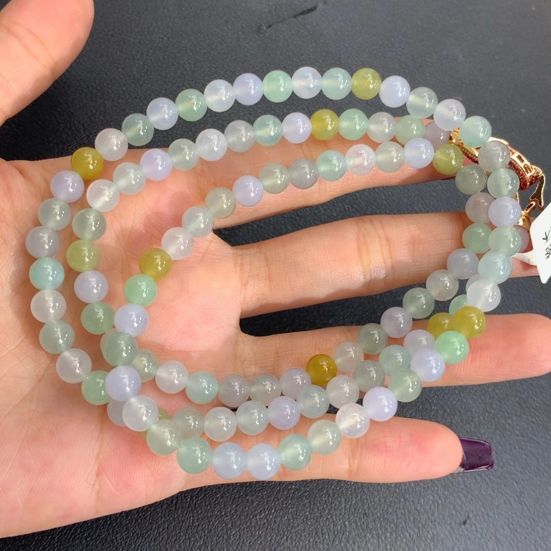 翡翠未镶嵌手串卡6冰胶多宝项链