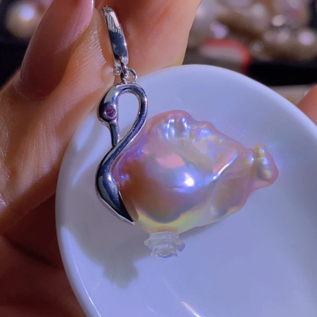 银S925镶嵌淡水珍珠天然淡水珍珠无染色无优化