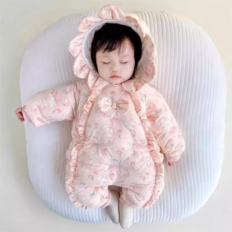 【万达撤柜】婴儿衣服冬装秋冬新生宝宝连体衣加绒保暖棉服外出新款