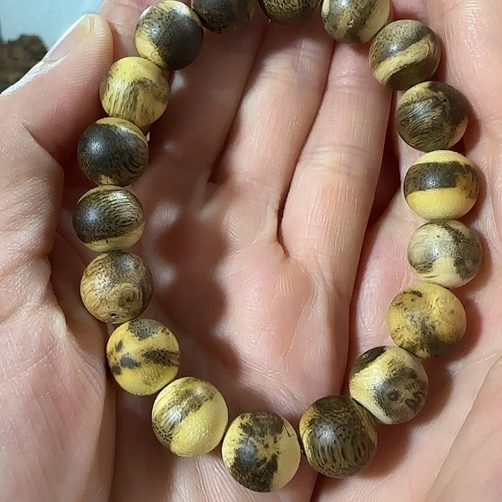 手串沉香绿奇楠沉香圆花珠单圈10克手串