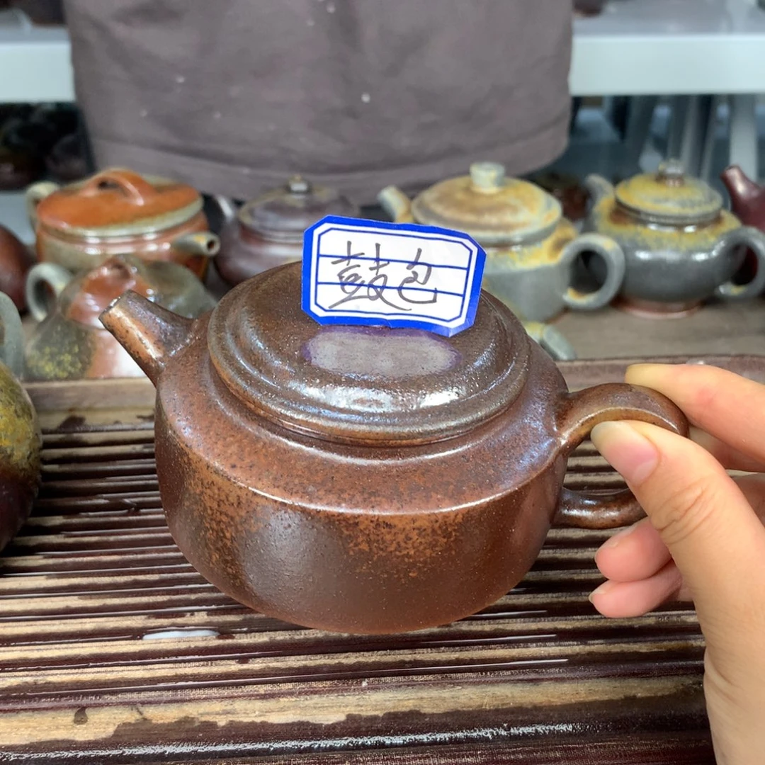 柯***饼茶壶紫砂纯自然柴烧