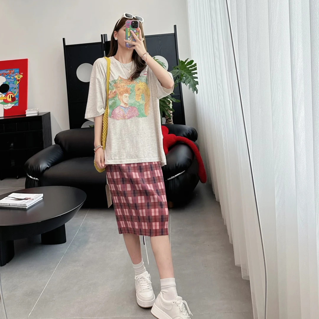 AUBRUINO 设计师品牌 印花压褶半裙