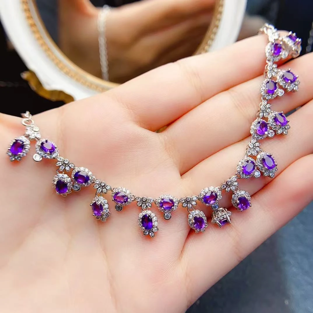 紫气东来紫水晶时尚简约小众设计s925满镶气质轻奢百搭项链