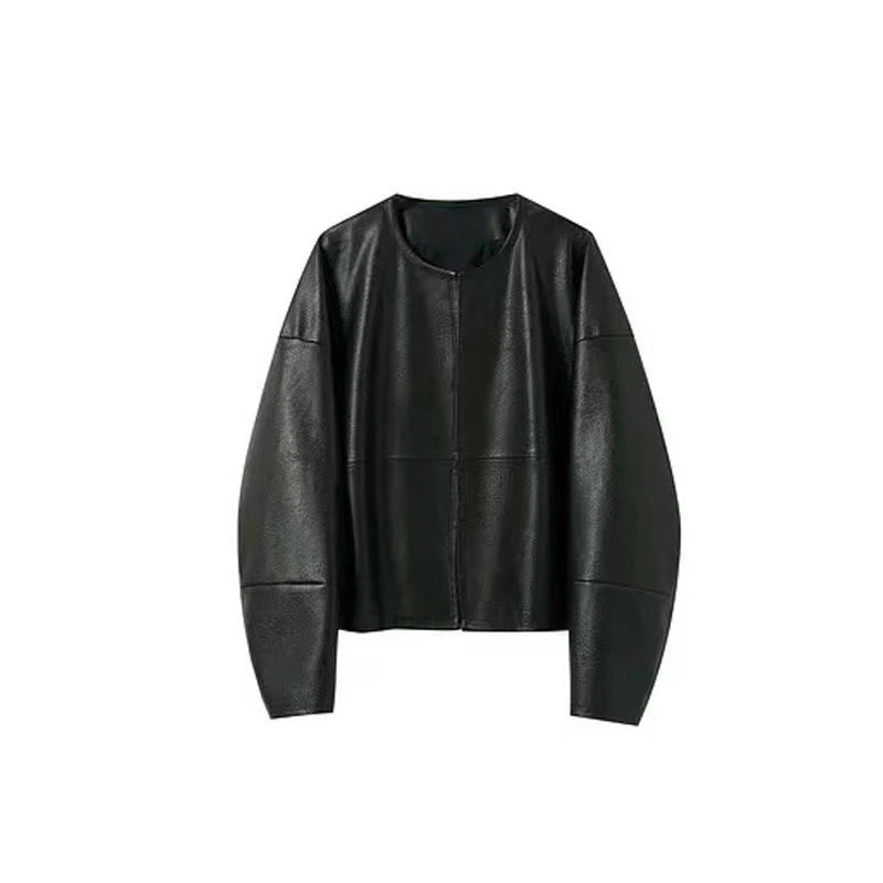 【李不了】老钱飞行夹克短款皮衣JM51001