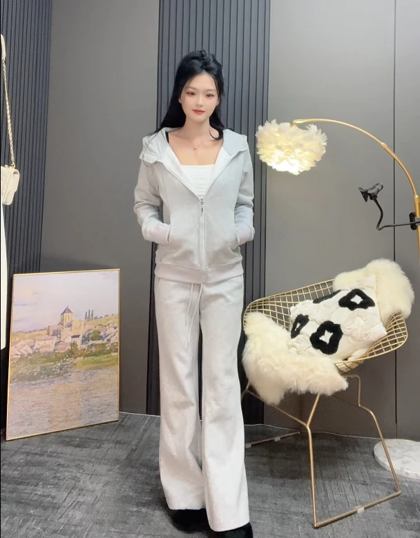 2024 新修身lulu休闲连帽卫衣套装家秋冬显瘦百搭时尚女款