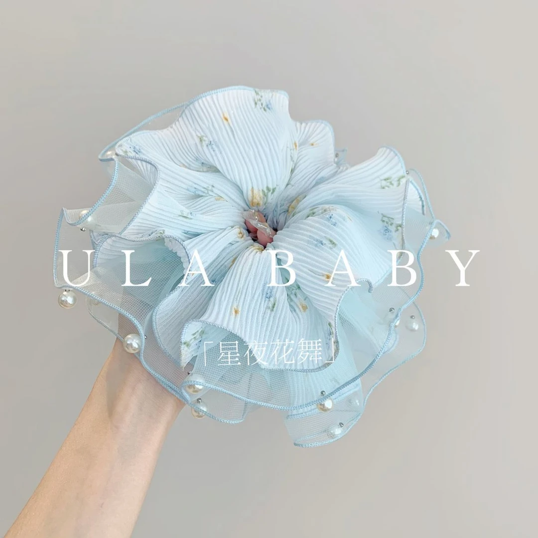 【星夜花舞】超仙原创设计碎花网纱大肠发圈ins韩系夏天超大号蓬松