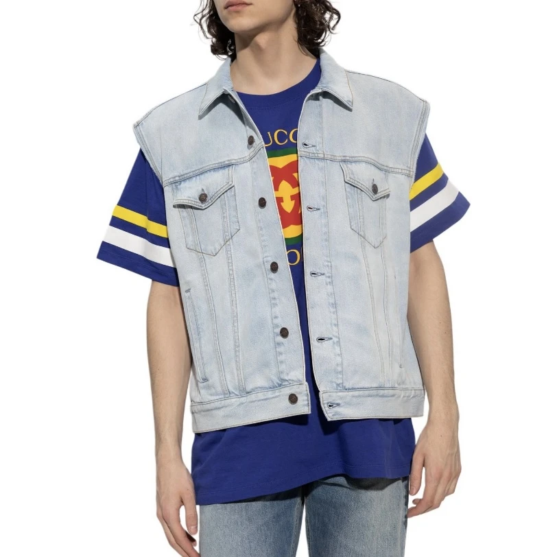 全新未使用 GUCCI/古驰 GUCCI古驰纯色牛仔后背字母刺绣马甲