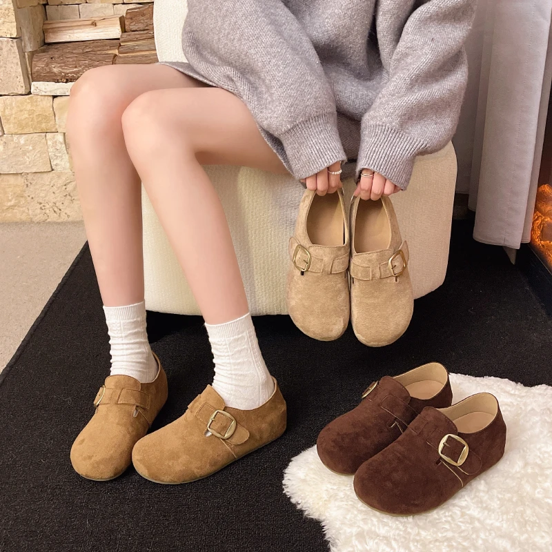 【陈秀秀女鞋】5CM一脚蹬复古厚底内增高包头勃肯拖鞋女2025秋新款