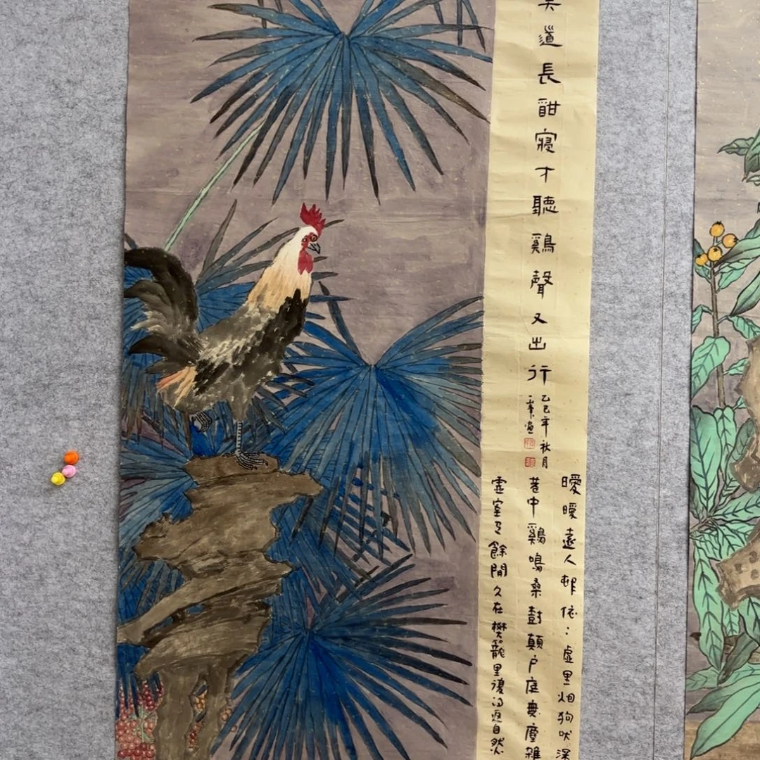 国画花鸟等图案为一体而得