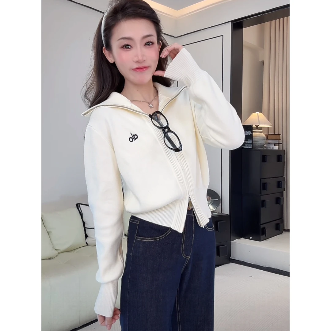 秋冬时尚新款翻领长袖宽松针织衫百搭洋气毛衣韩版长袖上衣