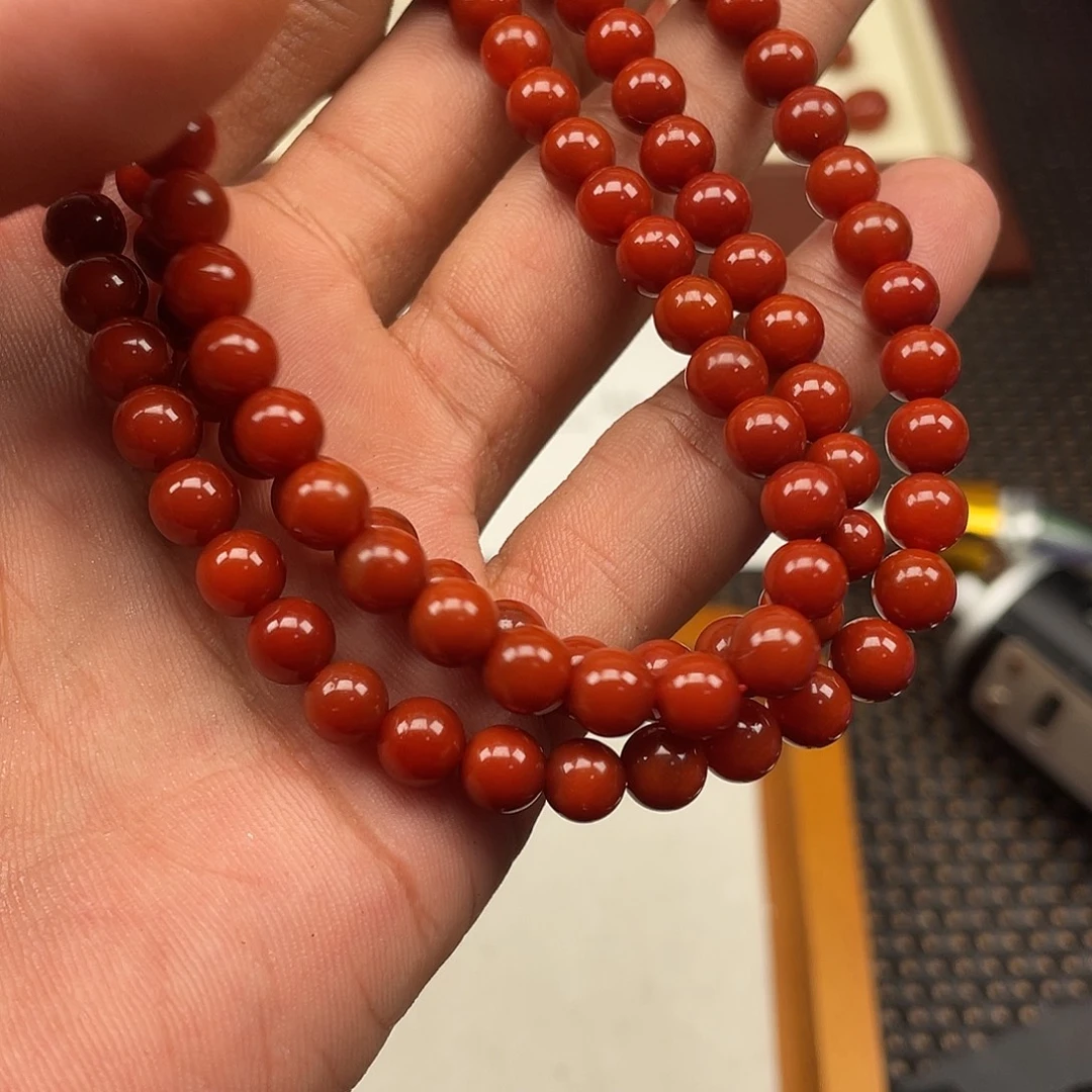 南红玛瑙未镶嵌手链佛珠6