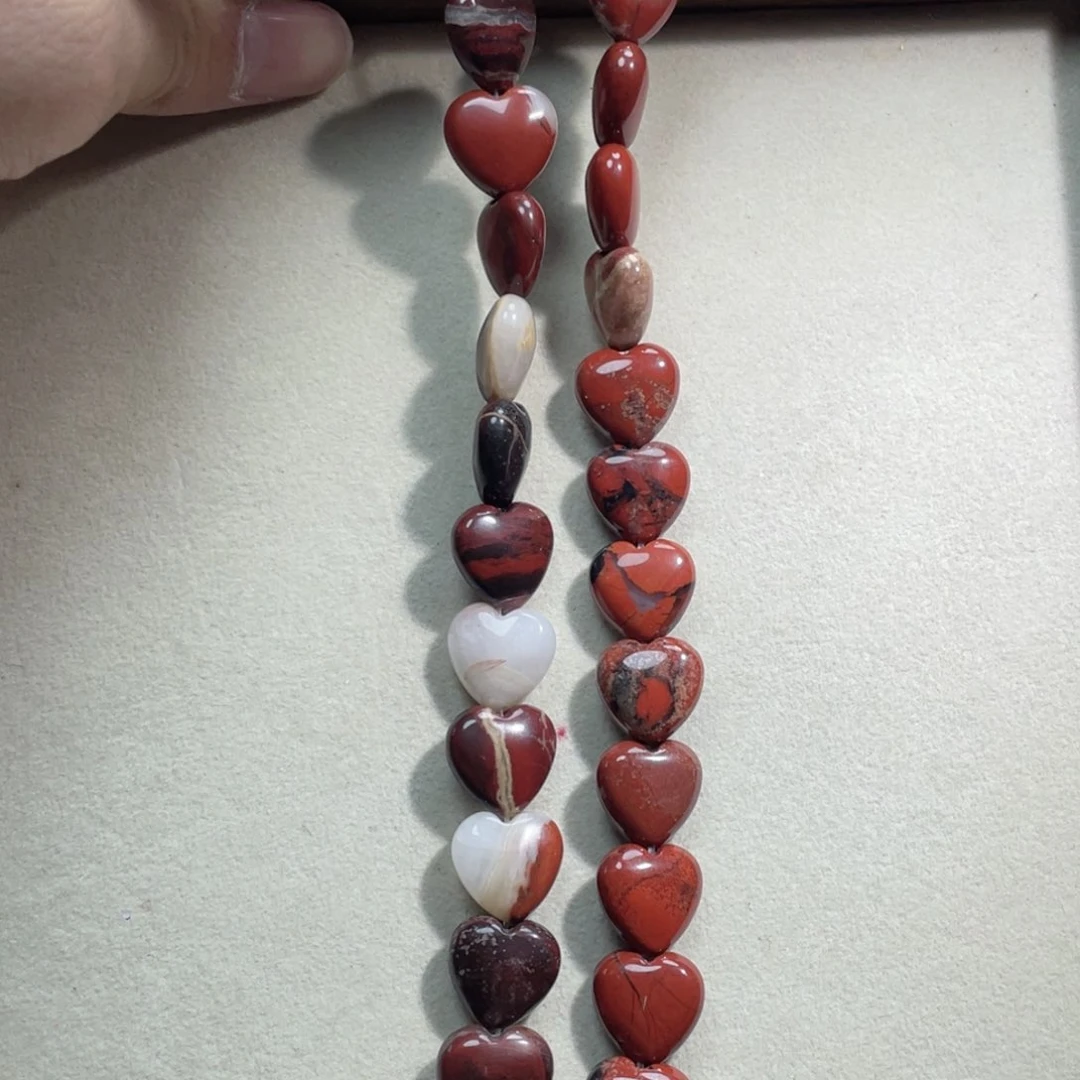石英质玉，花红石爱心16mm，未镶嵌