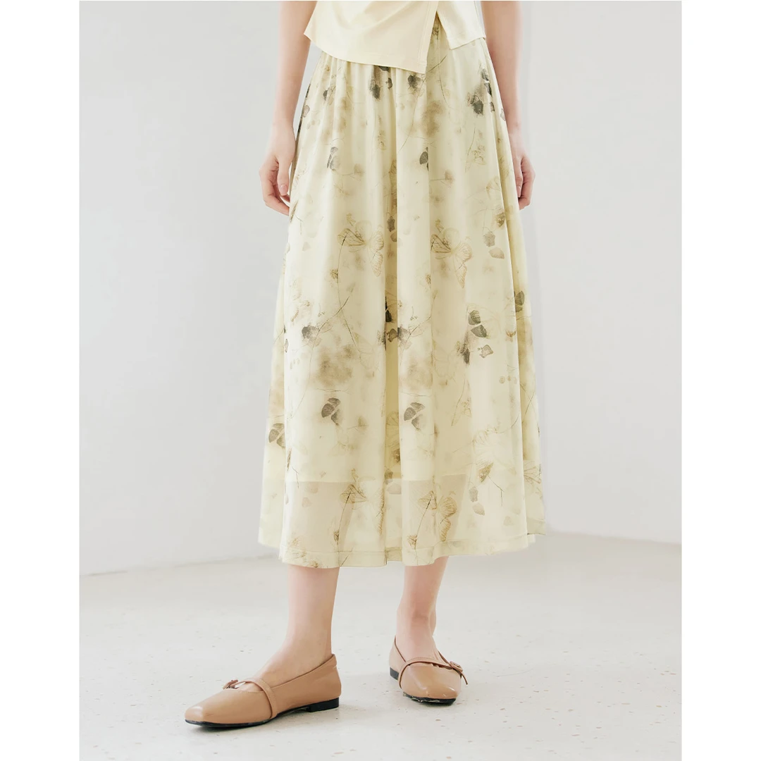 【备用链接】朗文斯汀优雅气质印花松紧腰半身裙DTYQ4205C03157