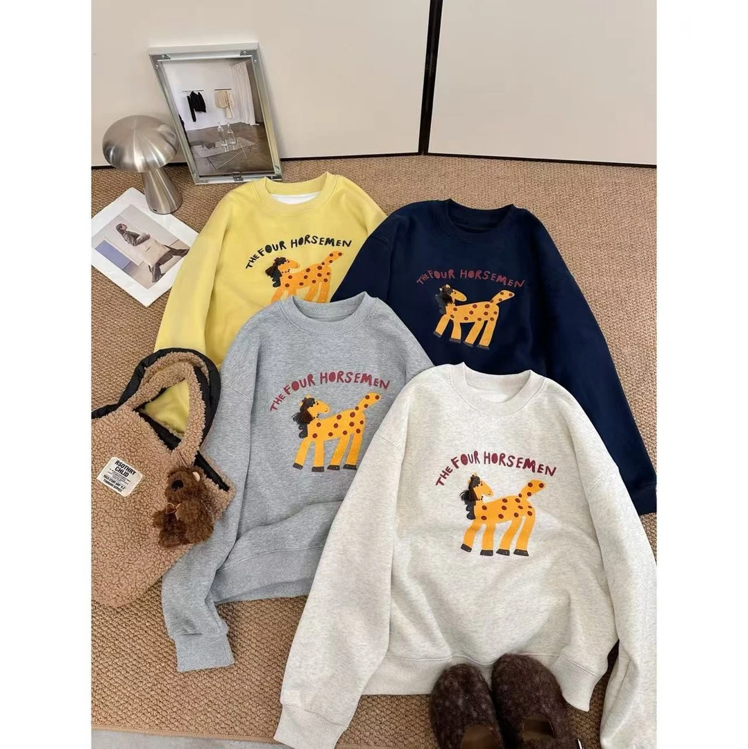 【加绒加厚】秋冬新款印花圆领套头字母卫衣长袖时尚休闲百搭68116