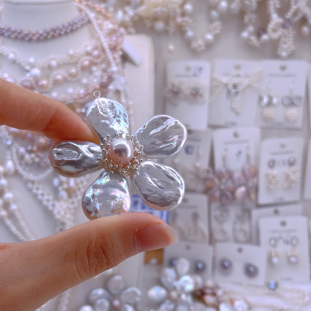 合金耳饰淡水珍珠吊坠