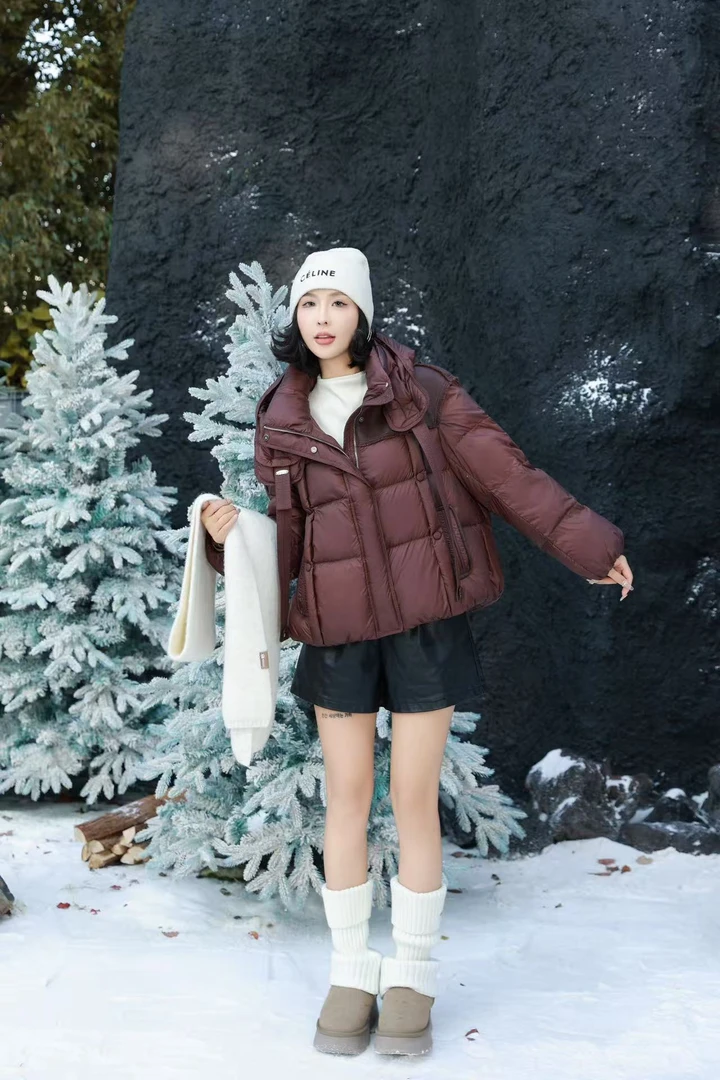 短款厚款纯色女羽绒服362