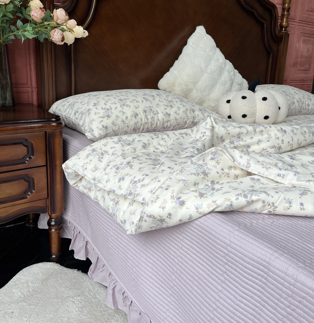 虞文轩  双层纱 素色床盖  印花被套款 四件套