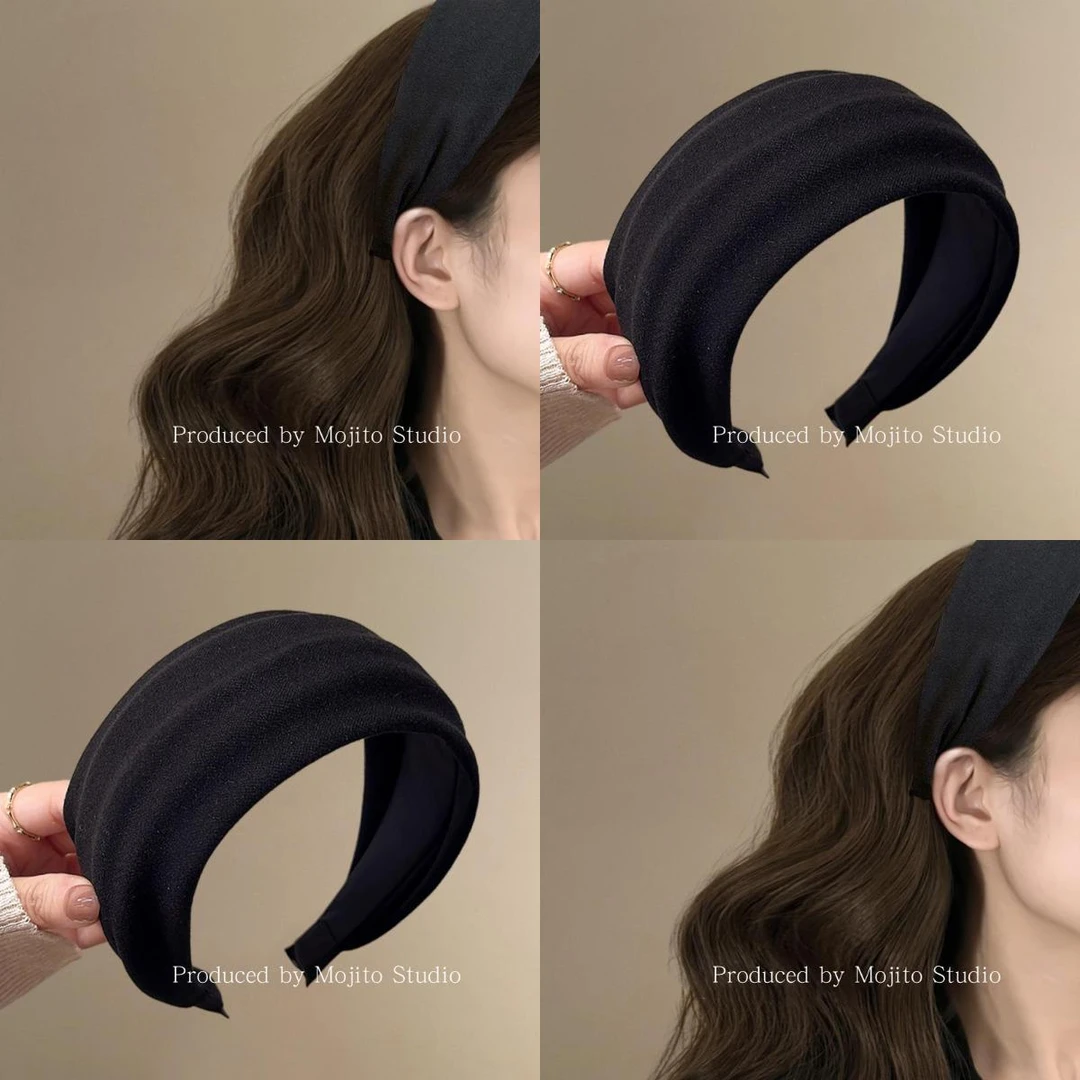 魅影黑~秋冬宽边绒面发箍女压发洗脸发卡高级感时尚洋气旅行发卡
