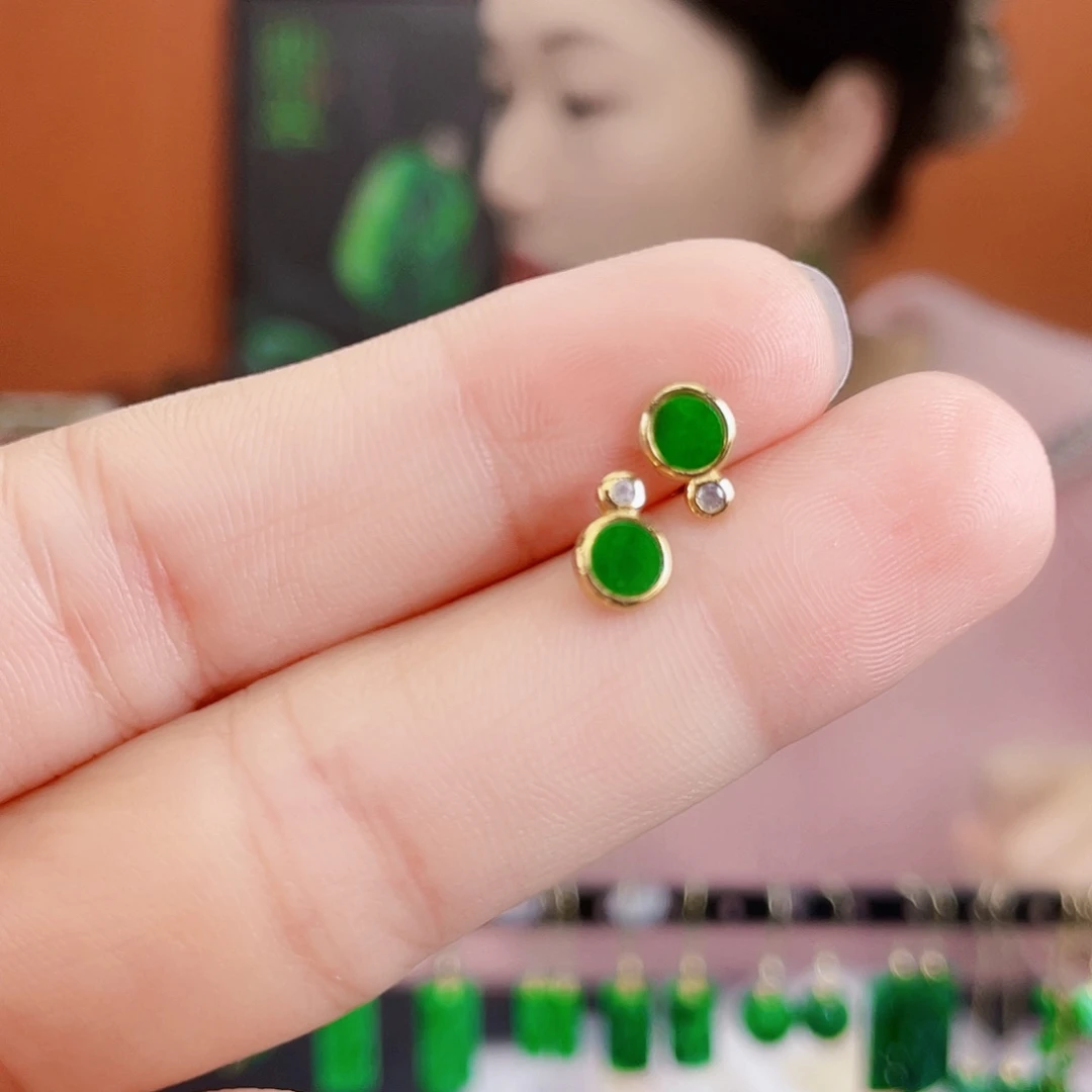 翡翠银S925镶嵌耳饰