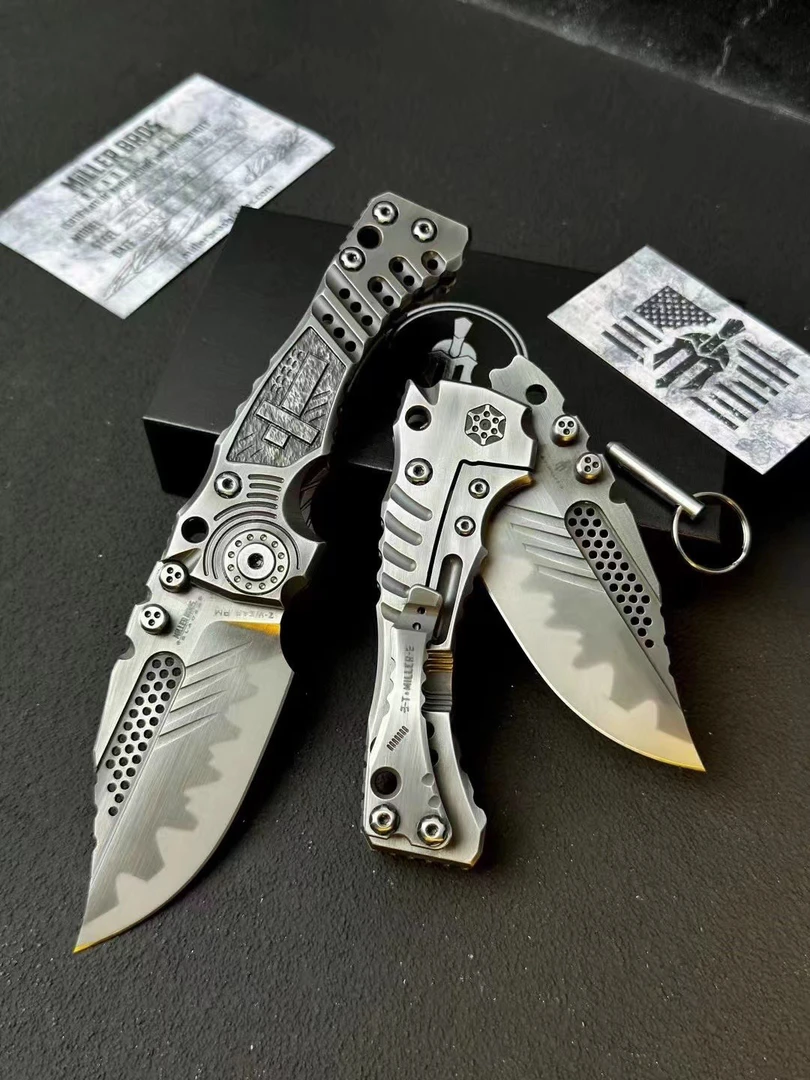 米勒十字军钛合金折叠刀Z-Wear粉末钢户外露营多功能便携工具刀