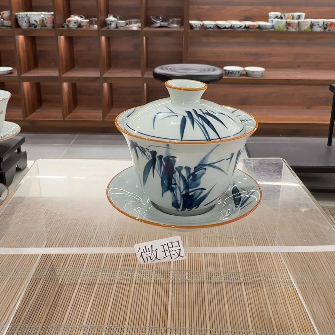 釉下手绘茶具微瑕