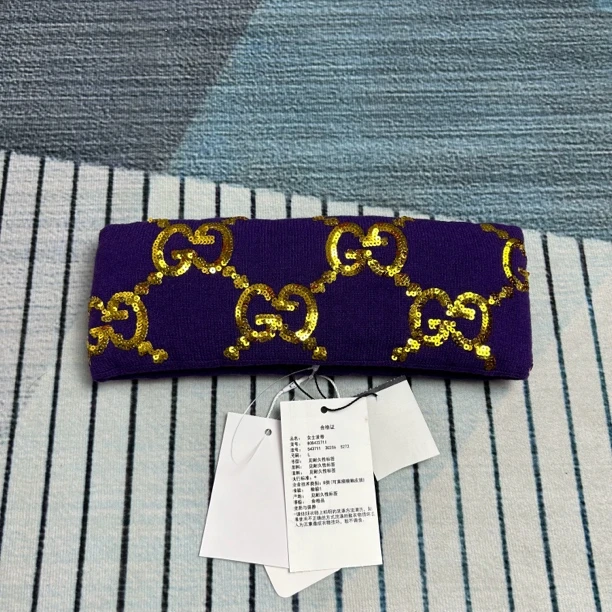 未使用 GUCCI/古驰 紫色满印双G发带