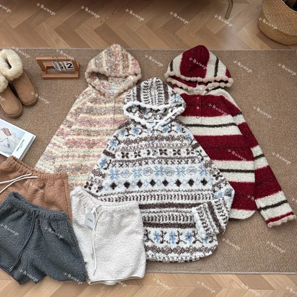 【斗篷毛球】Y韩风毛球连帽卷卷毛卫衣百搭显瘦长袖慵懒风毛绒卫衣