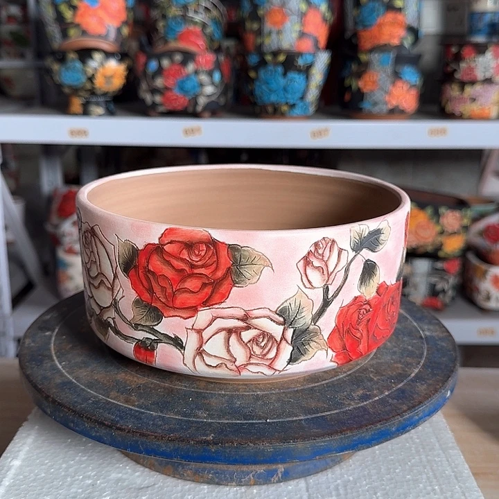 红泥花盆景德镇陶瓷学院