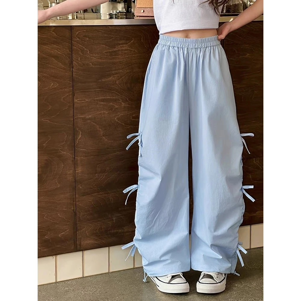 【断码清货】2025夏洋气蝴蝶结堆褶速干直筒裤 D387 387 X