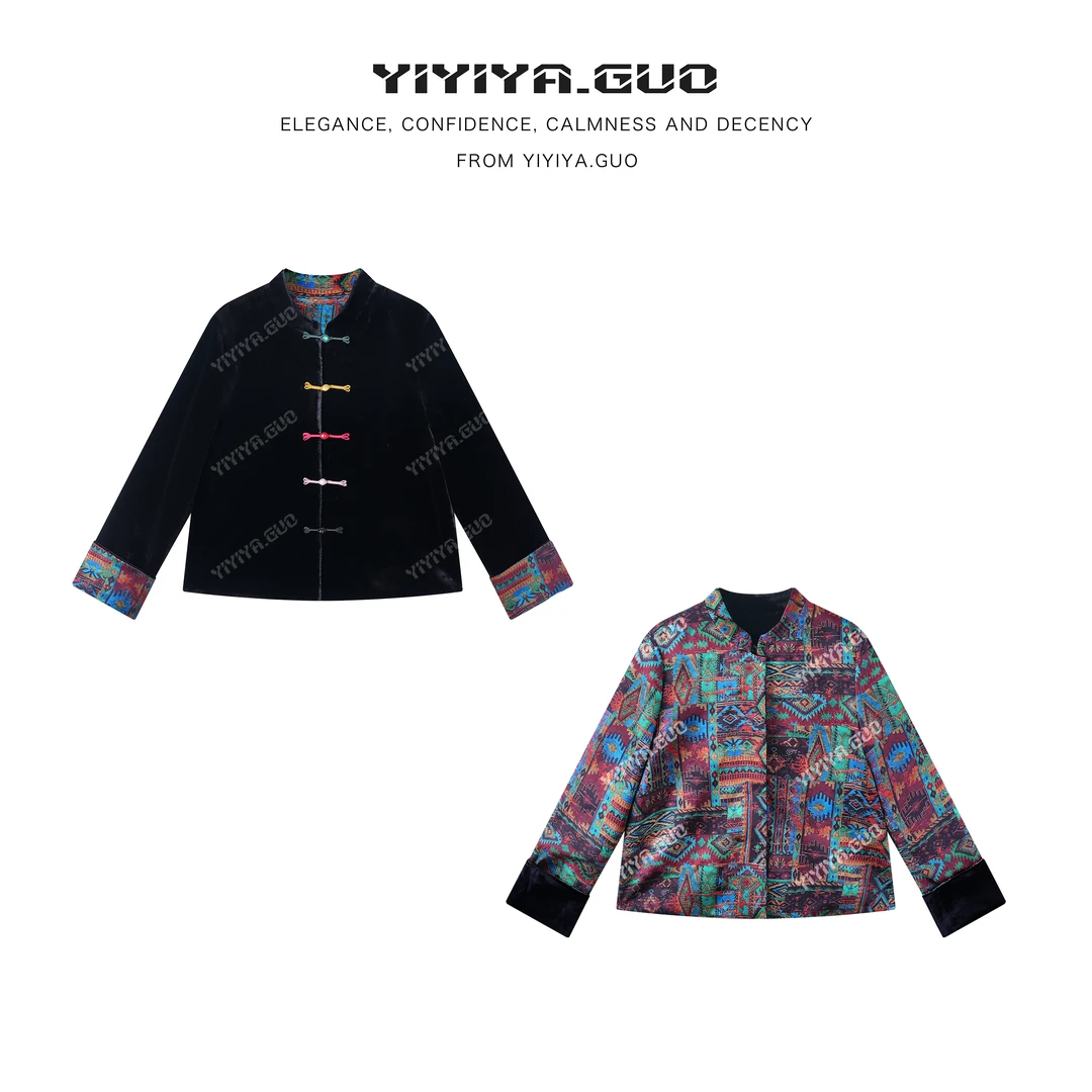 yiyiya.Guo艺艺吖【惊鸿宴】彩色盘扣立领双面穿外套090029SS52