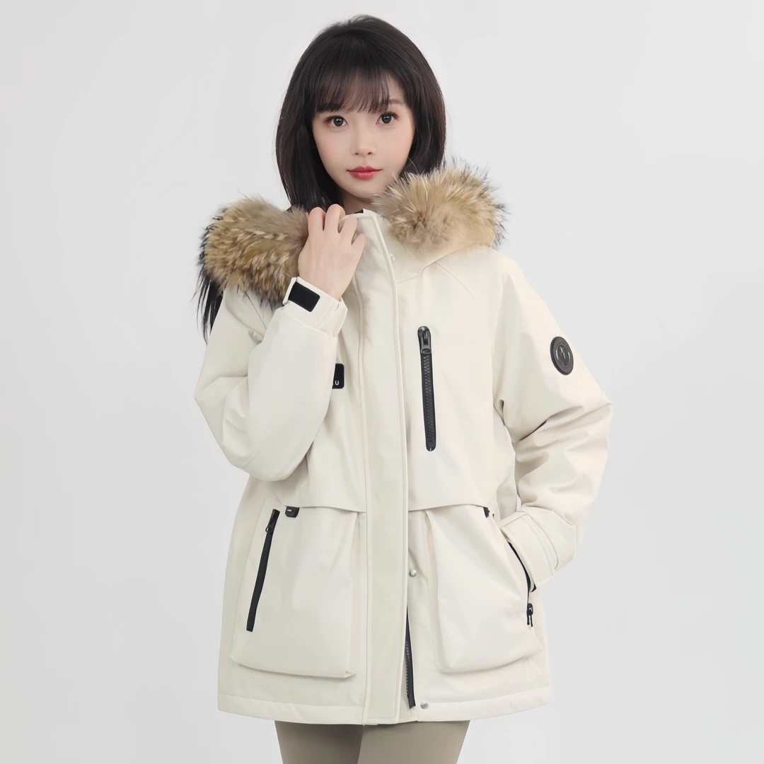 雪中飞男女同款羽绒服大毛领工装风户外保暖2025新款秋冬潮流外套