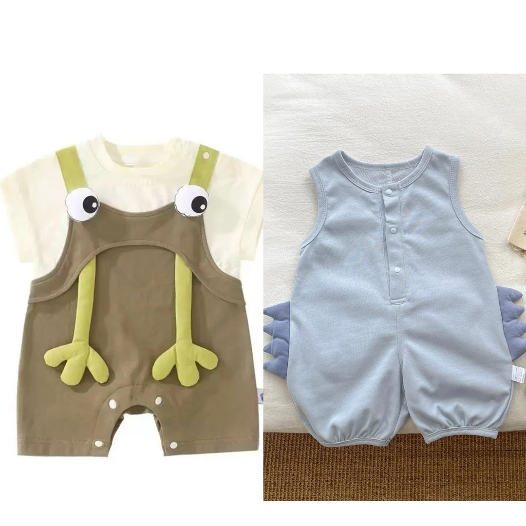 【到手2件】新款夏季哈衣婴幼男女宝可爱连体衣洋气外出服