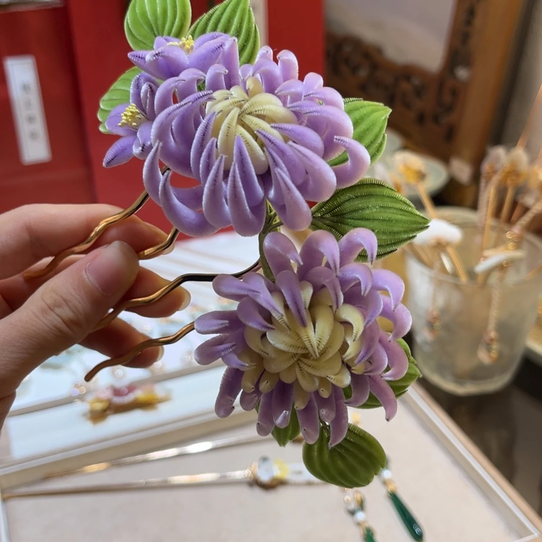 铜合金紫菊发梳（不退不换、忌油忌水）