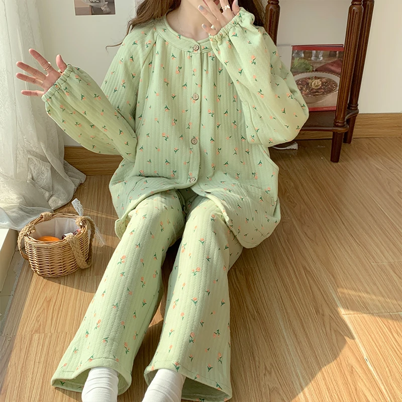 空气棉月子服十月份秋冬产后纯棉加厚喂奶哺乳睡衣孕妇小个子产妇