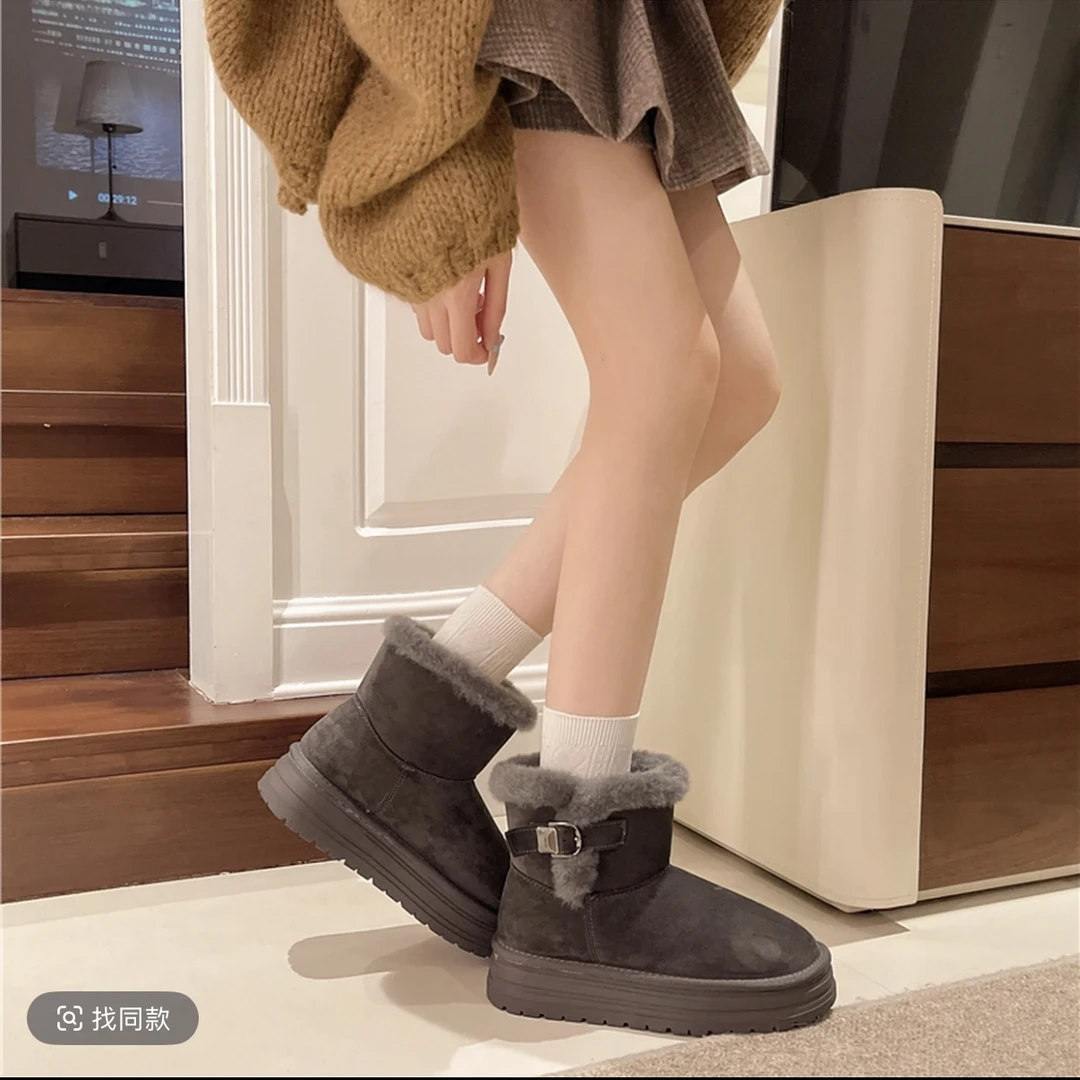 厚底爆款东北加绒加厚雪地靴子女2025冬季新款保暖防滑毛毛大棉鞋