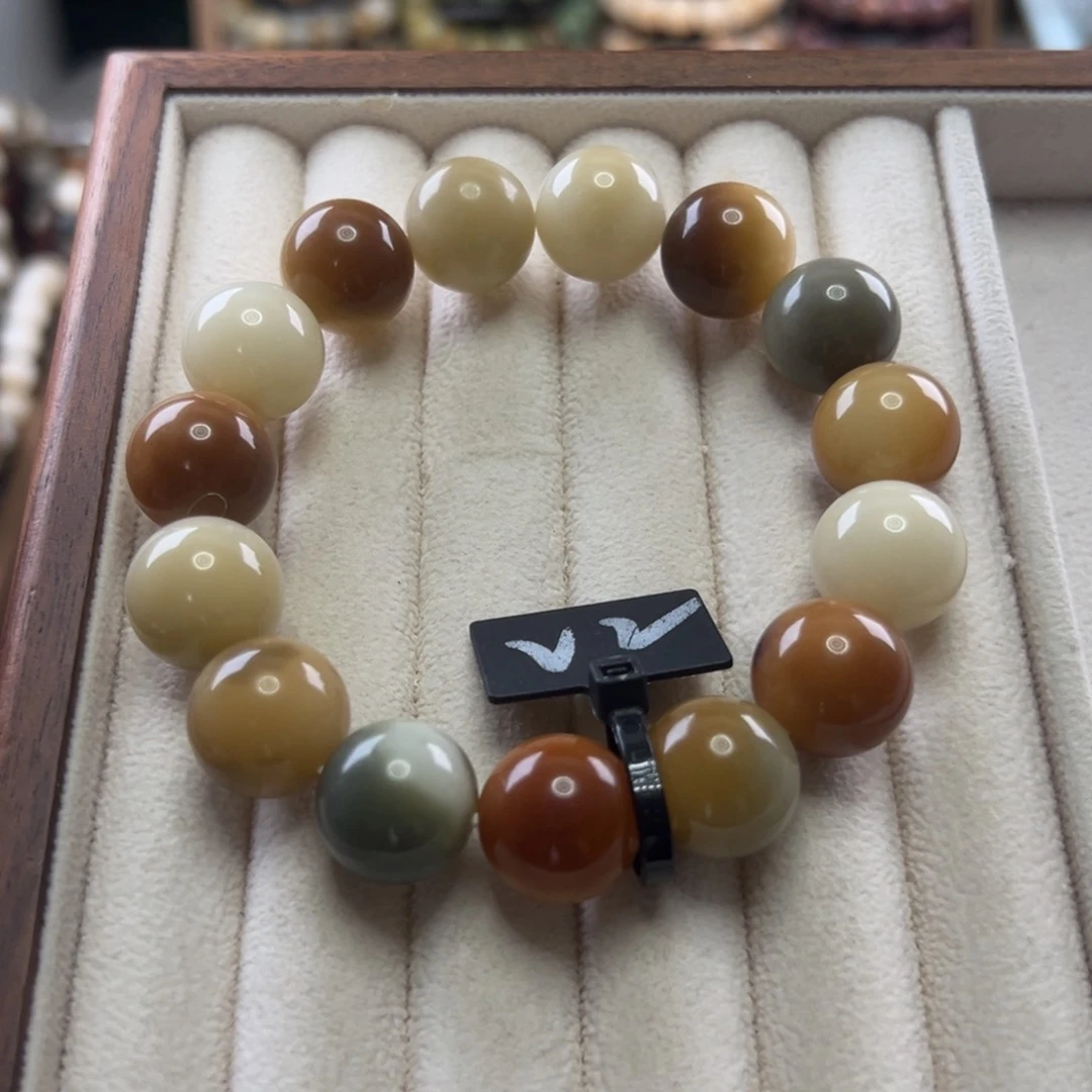 菩提根/象牙果手串卡15圆珠玉化皮蛋微瑕