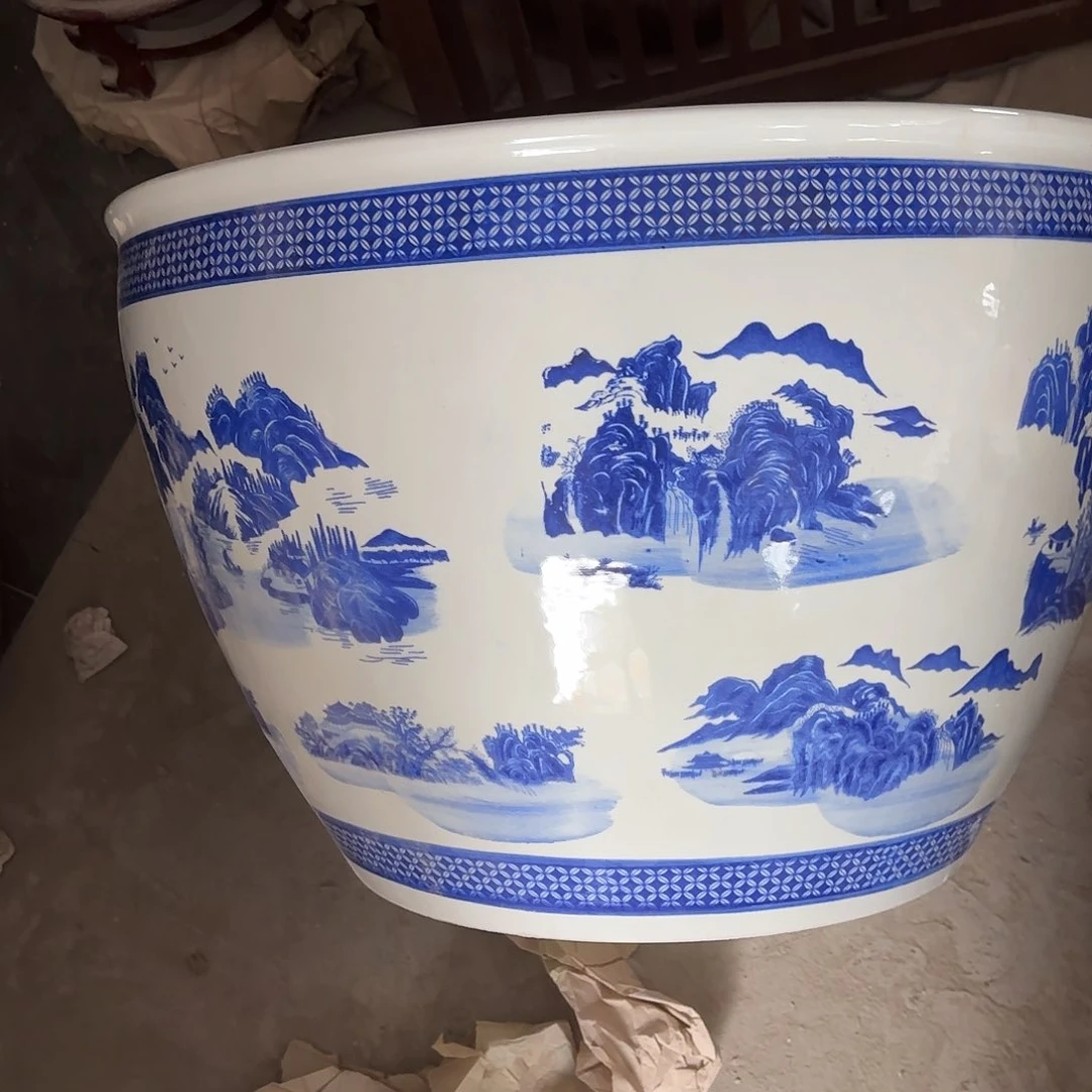 缸正品陶瓷缸山水直径50/30