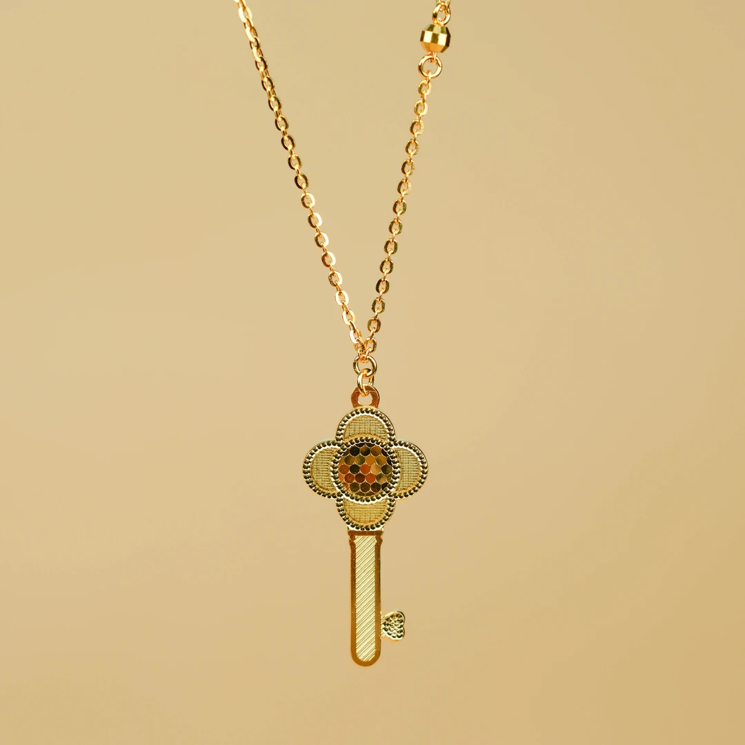 坠链均足银 足银太阳花钥匙套链金色时尚经典女款