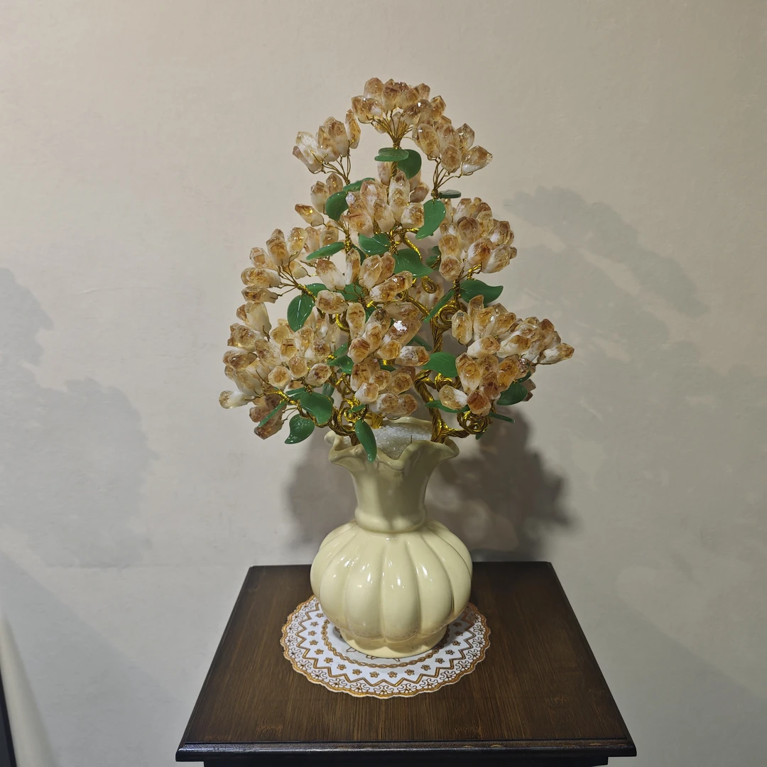 【卓越轻奢原创】中古芬顿黄水晶高档生活陶瓷摆件书桌酒柜餐桌等