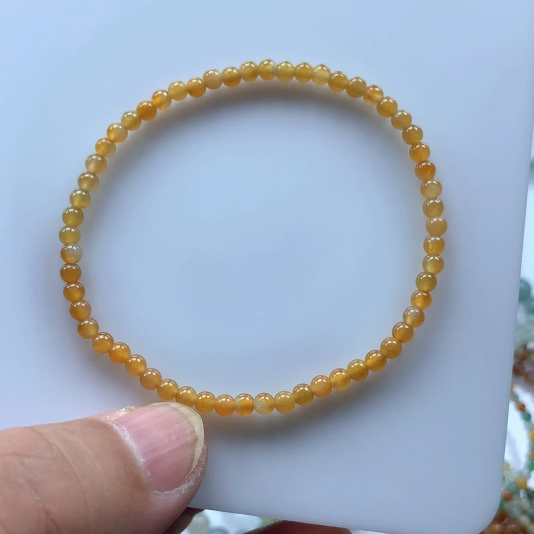 未镶嵌手串翡翠X***x缅甸天然翡翠小米珠手串3.4卡