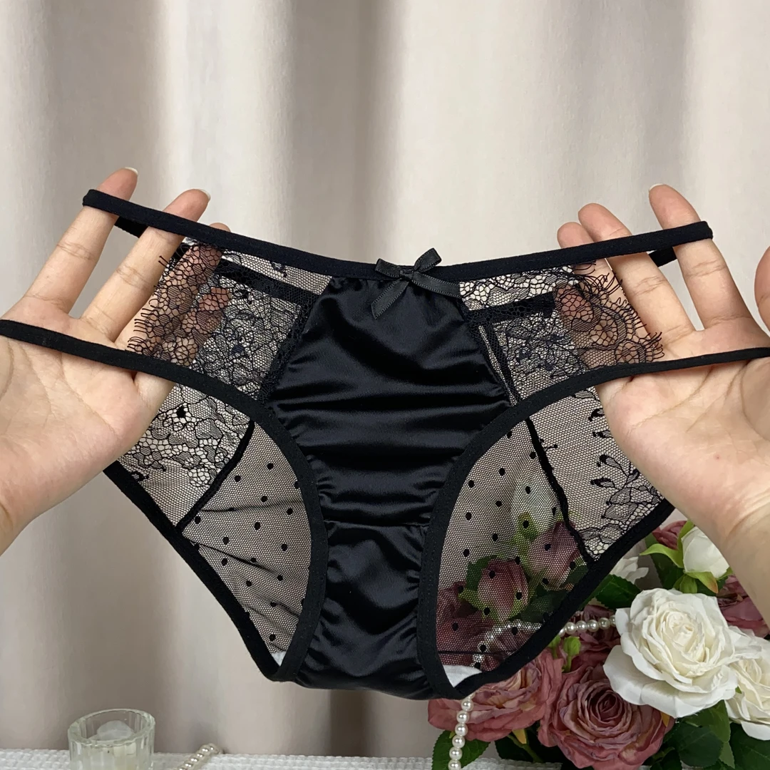 女士蕾丝无痕三角内裤低腰镂空性感冰丝抑菌夏季女神魅力风三角裤