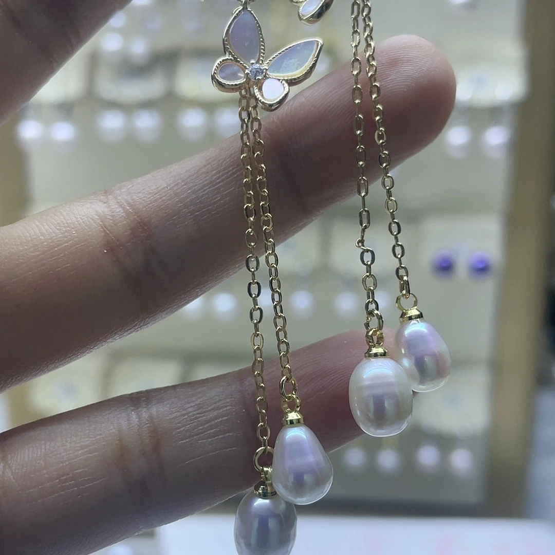 淡水珍珠耳饰银S925镶嵌