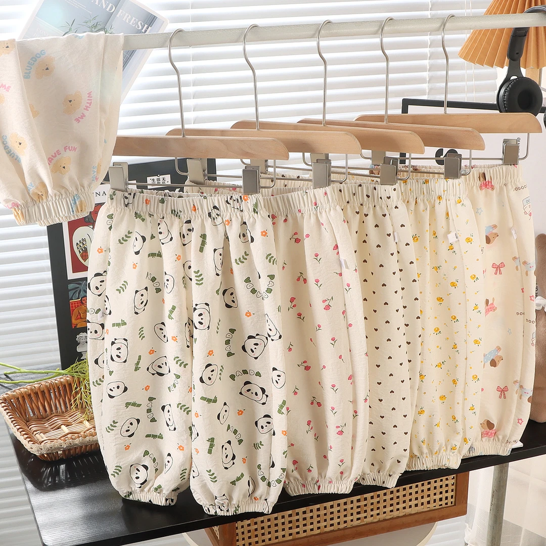 儿童夏季防蚊裤男童女童夏款灯笼裤宽松百搭薄款韩版卡通图案碎花