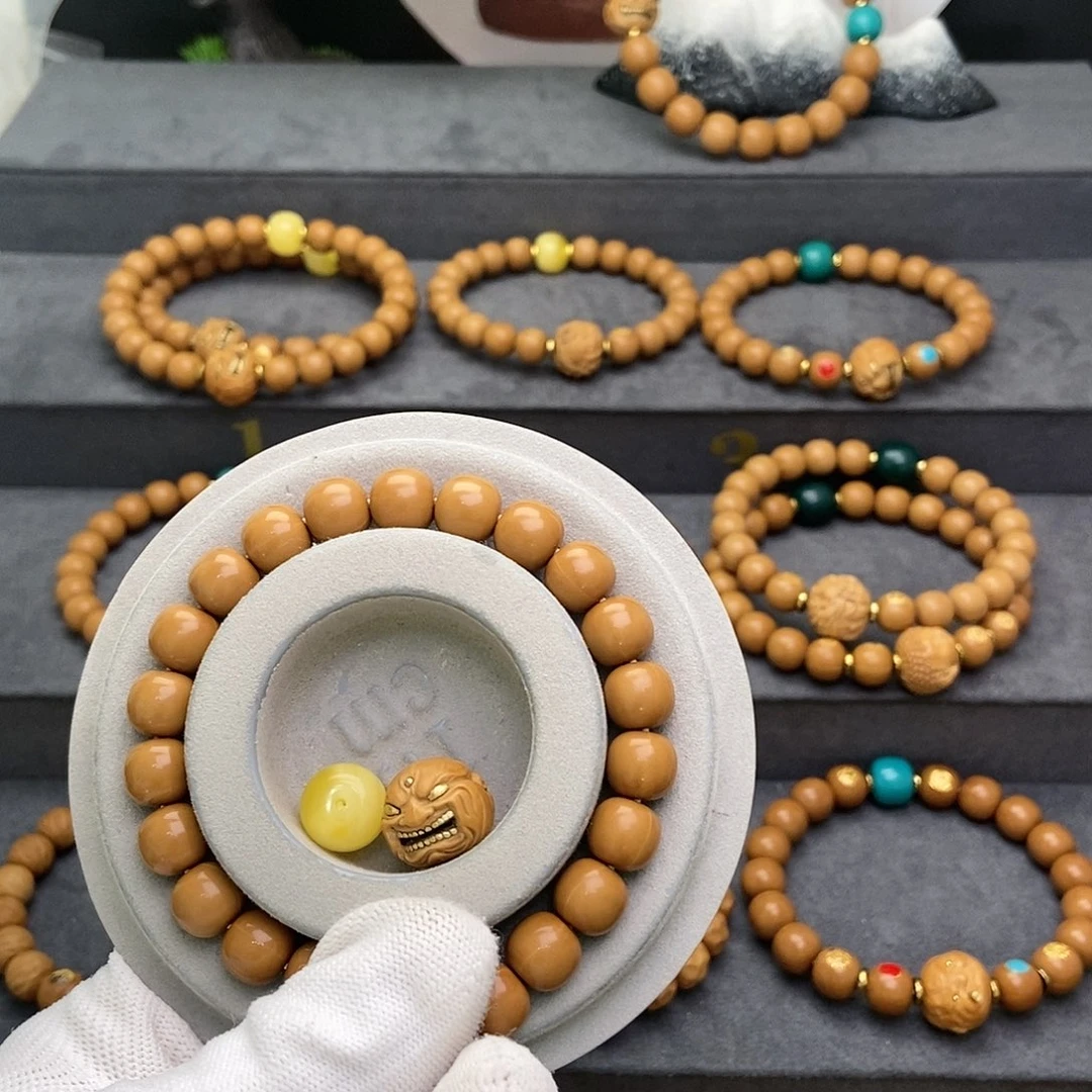 猴头核桃手串韩*拐猴头核桃手串单颗原 黄10