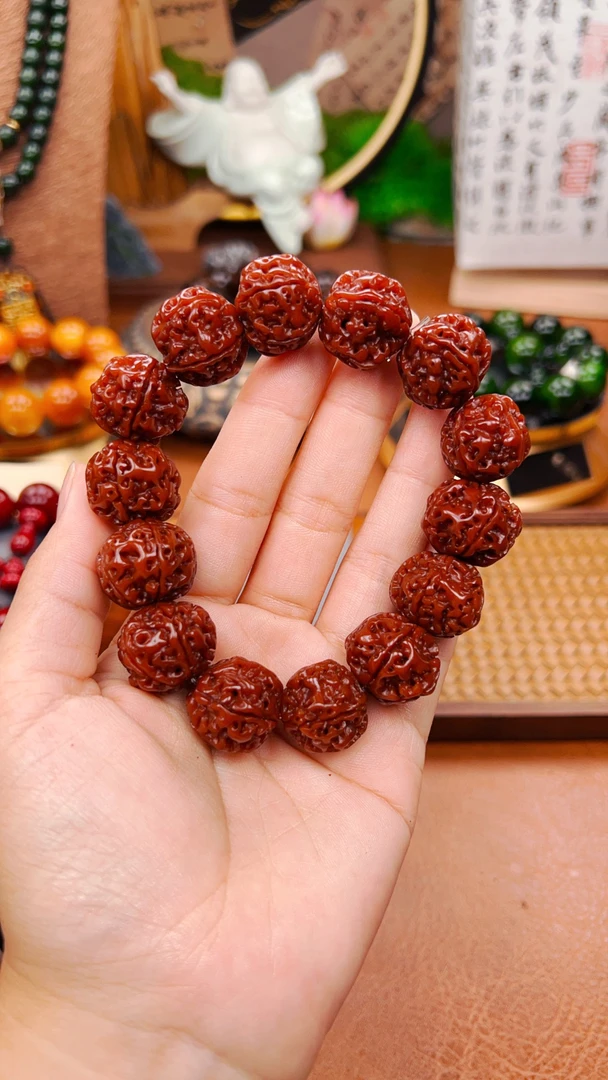 【新粉福利】牛津红玉化金刚1.8cm+素圈手串【732】