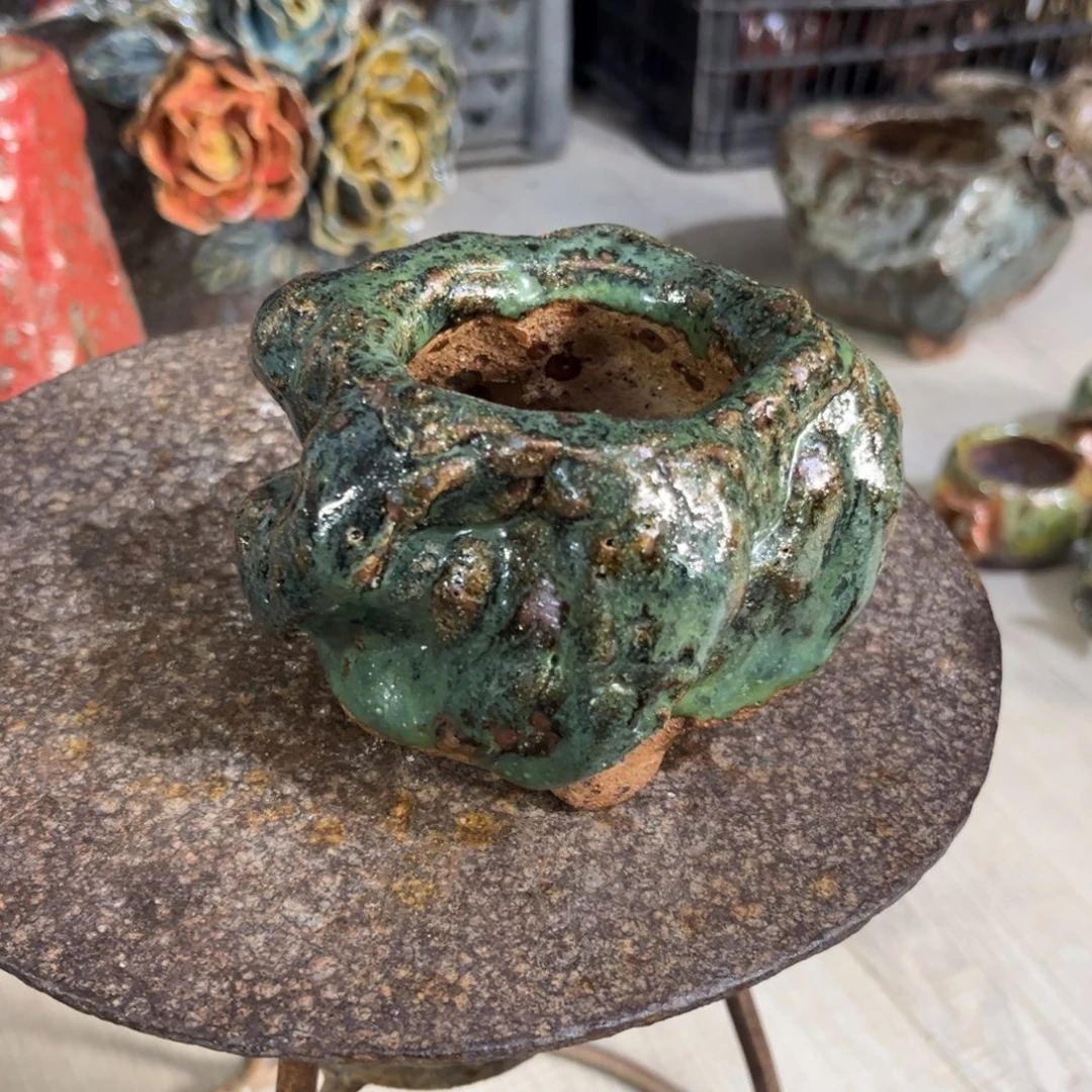 泥塑古镇炻陶花盆