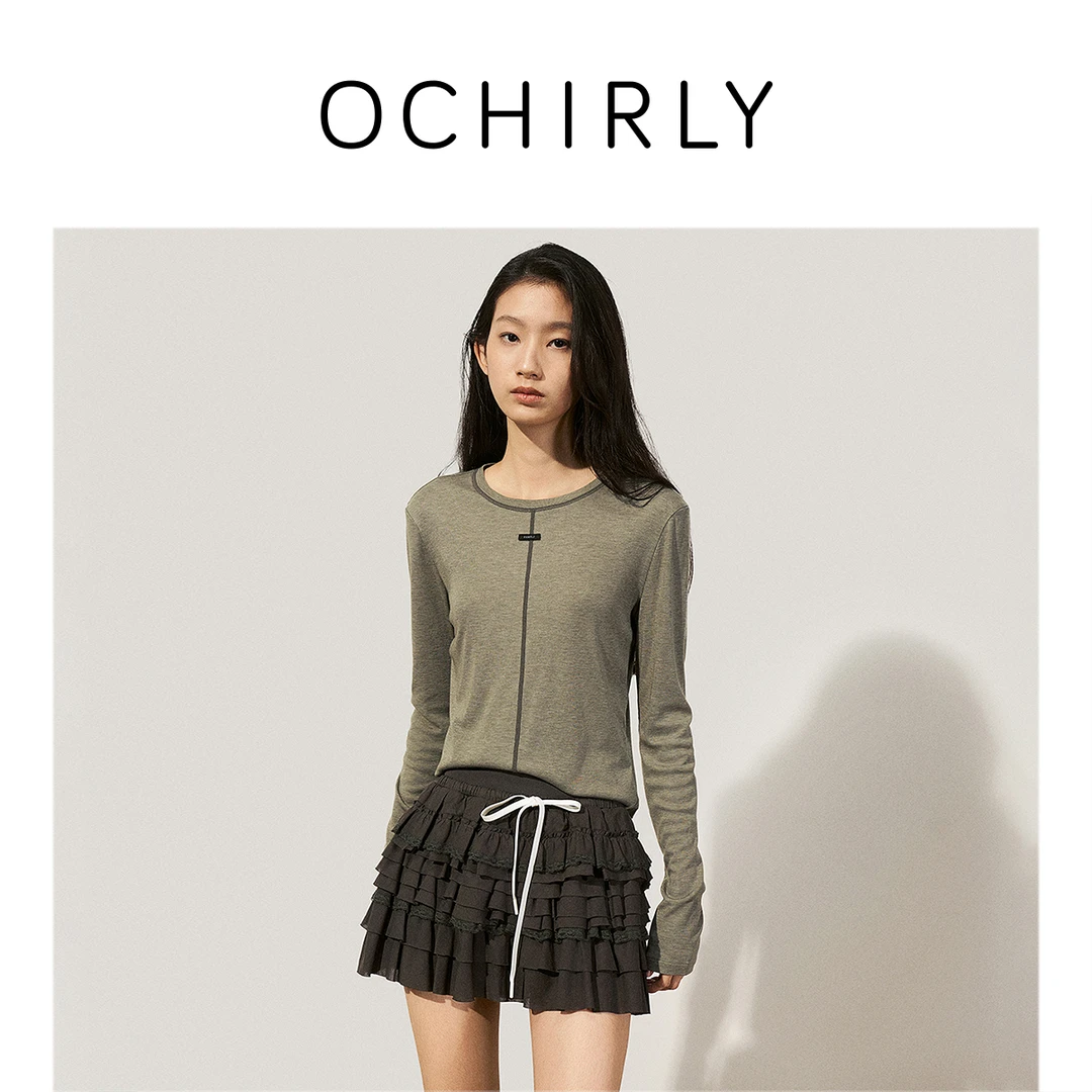 【季末折扣】欧时力 正肩长袖T恤上衣打底气质淡人穿搭25秋冬新品