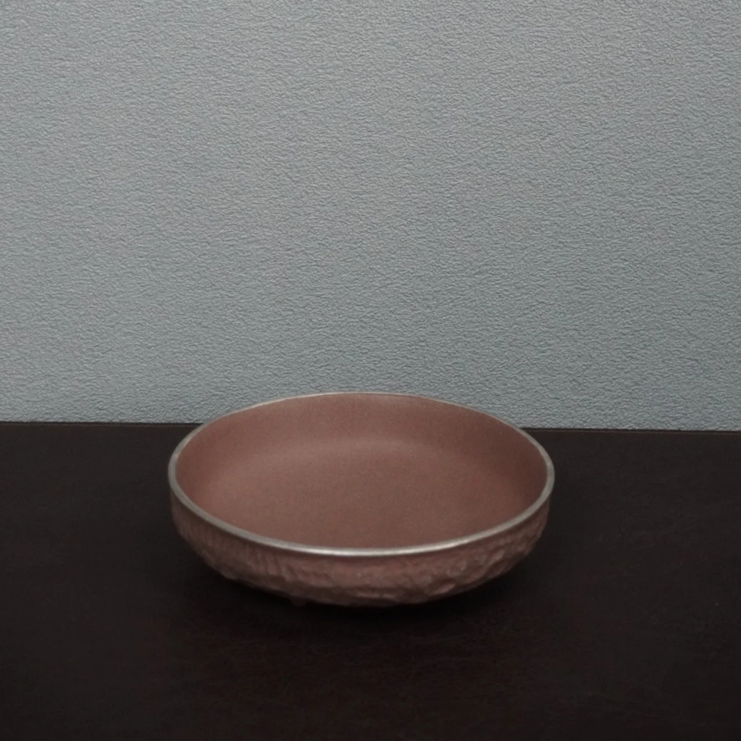 时节 尘造原矿红星银陨手捏纹三足圆壶承